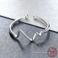 Стерлинговое серебро открытое кольцо 925 ЭКГ регулируемое ювелирное кольцо на день рождения для подруги роскошное стерлинговое серебро 925 пробы